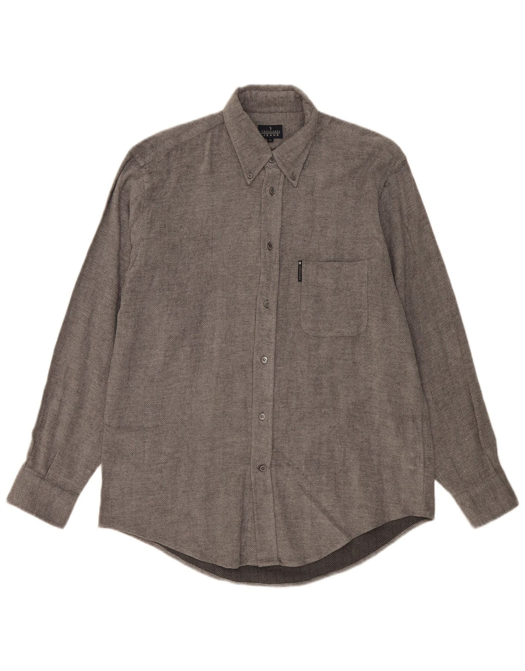 Camisa masculina de flanela Trussardi Jeans XL cinza espinha de peixe viscose