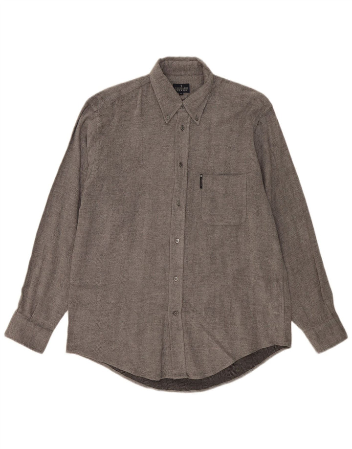 Camisa masculina de flanela Trussardi Jeans XL cinza espinha de peixe viscose