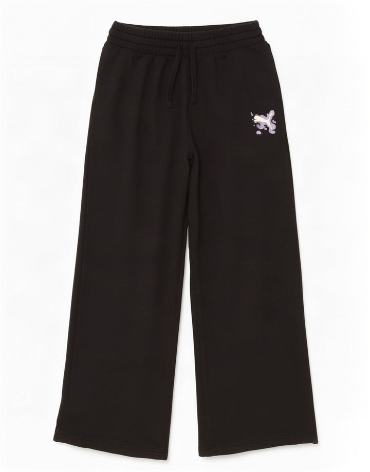 Calça de treino masculina Puma com perna larga, grande algodão preto