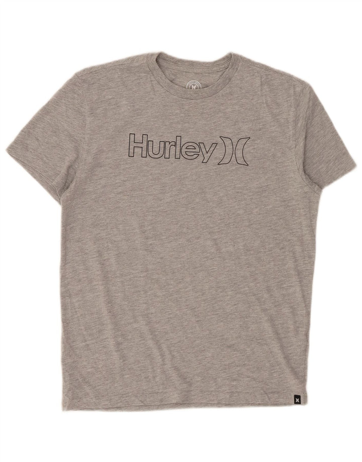 Camiseta gráfica masculina HURLEY 12-13 anos grande algodão manchado cinza