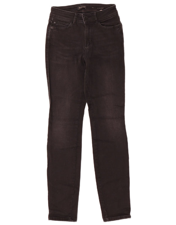 Jeans skinny de cintura média Massimo Dutti feminino EU 34 2XS W24 L29 algodão preto