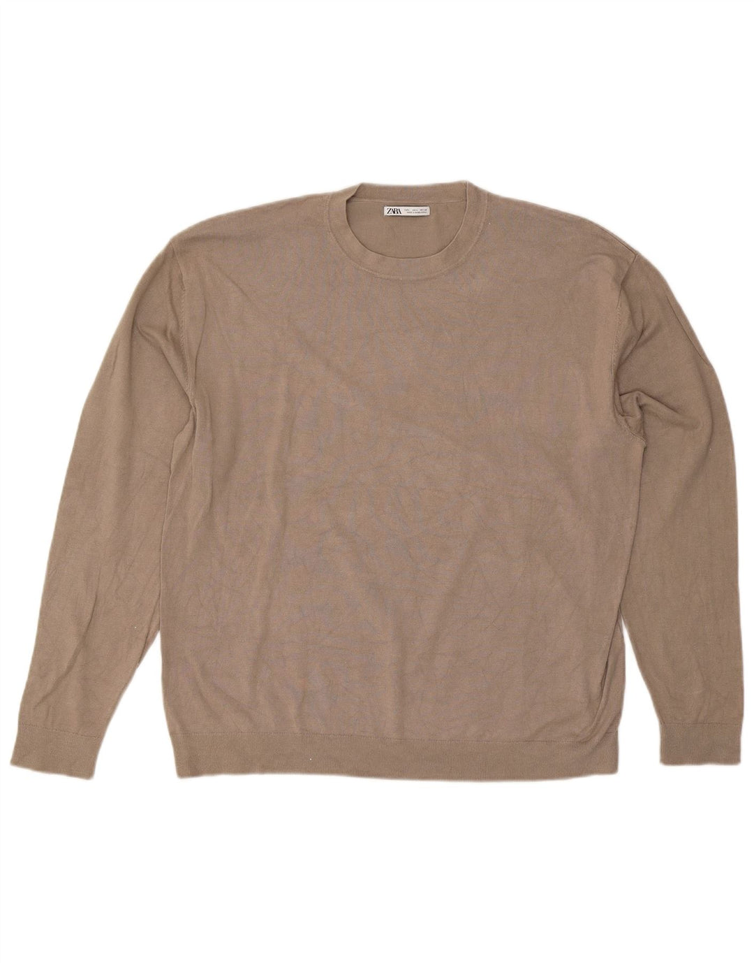 Zara Suéter masculino com gola redonda, grande viscose cinza