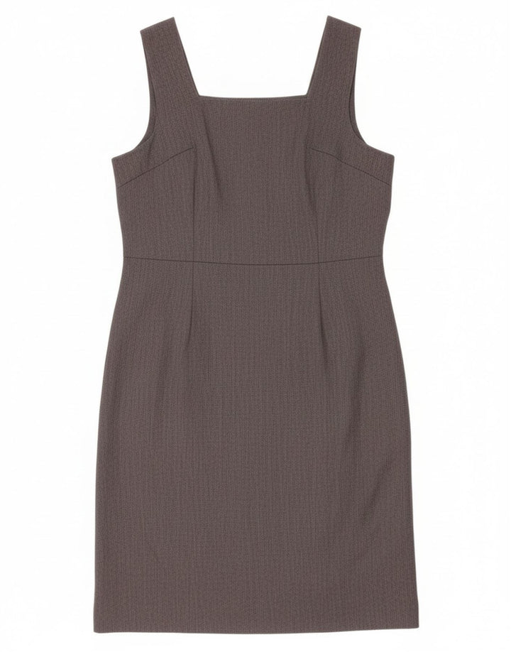 Vestido feminino vintage sem mangas com bainha UK 12 cinza médio