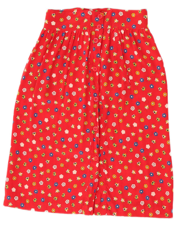 Saia midi feminina Alberto Aspesi cintura alta W24 XS seda floral vermelha