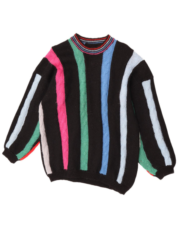 Suéter feminino vintage com gola redonda Reino Unido 16 grande multicolorido