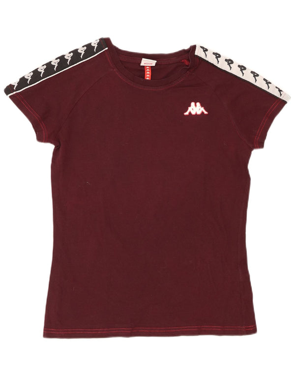 Camiseta feminina Kappa com estampa gráfica UK 12 Medium Burgundy Colourblock