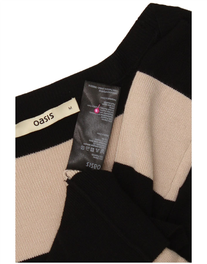 Vestido jumper feminino Oasis Reino Unido 12 viscose listrada preta média