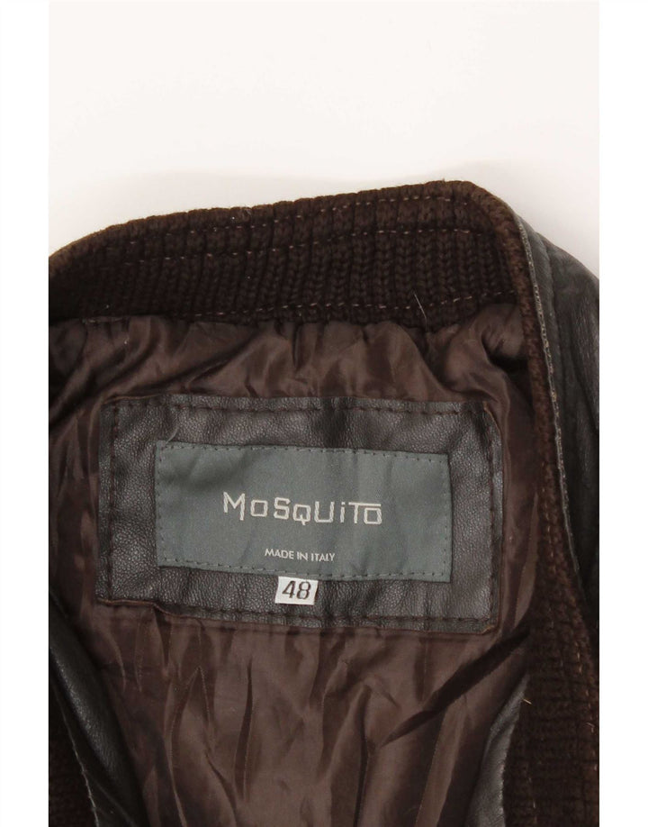 Jaqueta de couro bomber masculina vintage IT 48 marrom médio