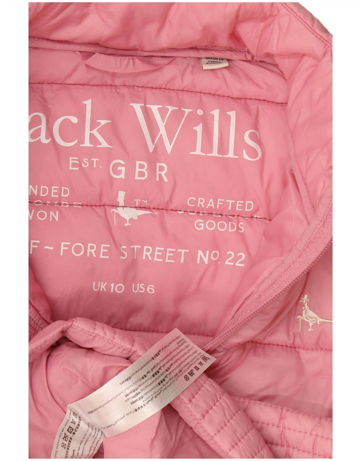 Jaqueta acolchoada feminina Jack Wills Reino Unido 10 pequena poliamida rosa