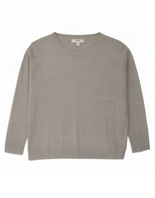 Suéter feminino Marks & Spencer grande com gola canoa Reino Unido 10 pequeno cinza