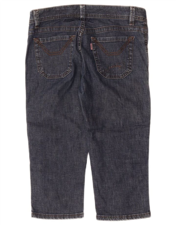 Bermuda jeans feminina Jeckerson W27 pequeno algodão azul
