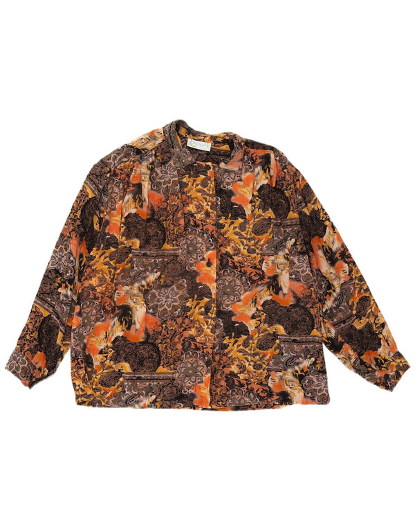Blusa feminina vintage UK 14 grande floral multicolorida
