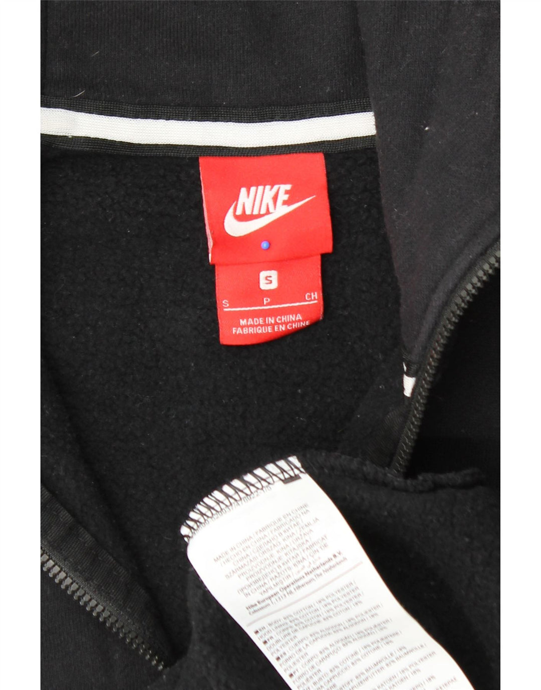 Suéter masculino Nike com capuz e zíper pequeno de algodão preto