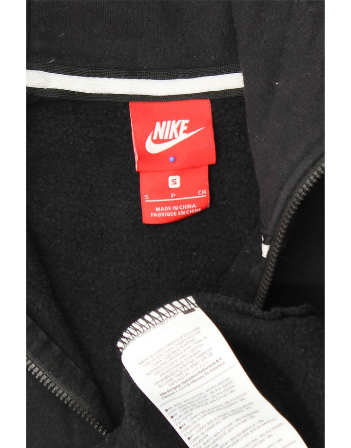 Suéter masculino Nike com capuz e zíper pequeno de algodão preto
