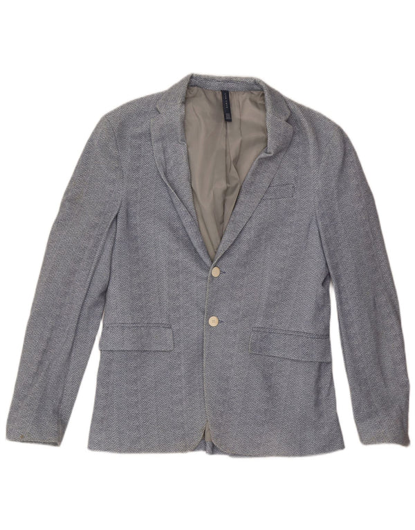 Jaqueta blazer masculina Zara com 2 botões EU 48 algodão azul médio