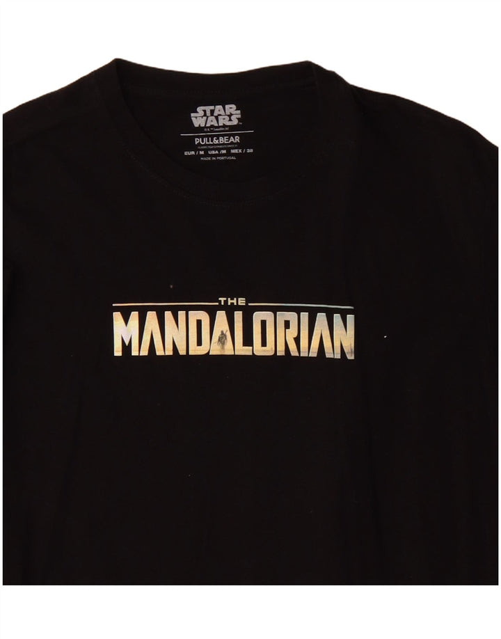 Camiseta gráfica masculina Pull & Bear Top médio algodão preto