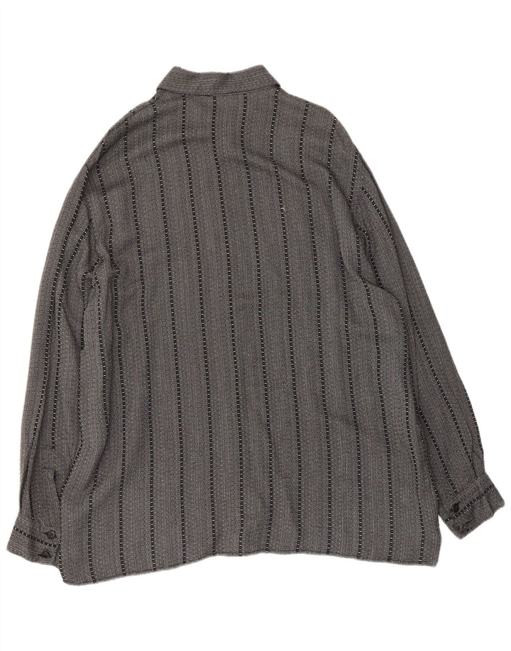 Camisa Trend Masculina Acetato Listrado Cinza Médio