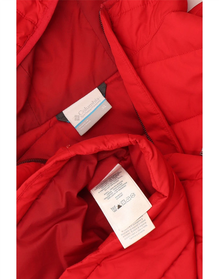 Columbia Jaqueta acolchoada com capuz feminino UK 18 XL poliéster vermelho