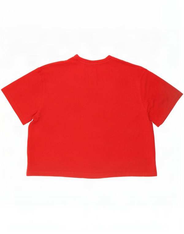 Adidas Womens Crop Oversized Graphic T-Shirt Top Reino Unido 28/30 3XL Algodão Vermelho