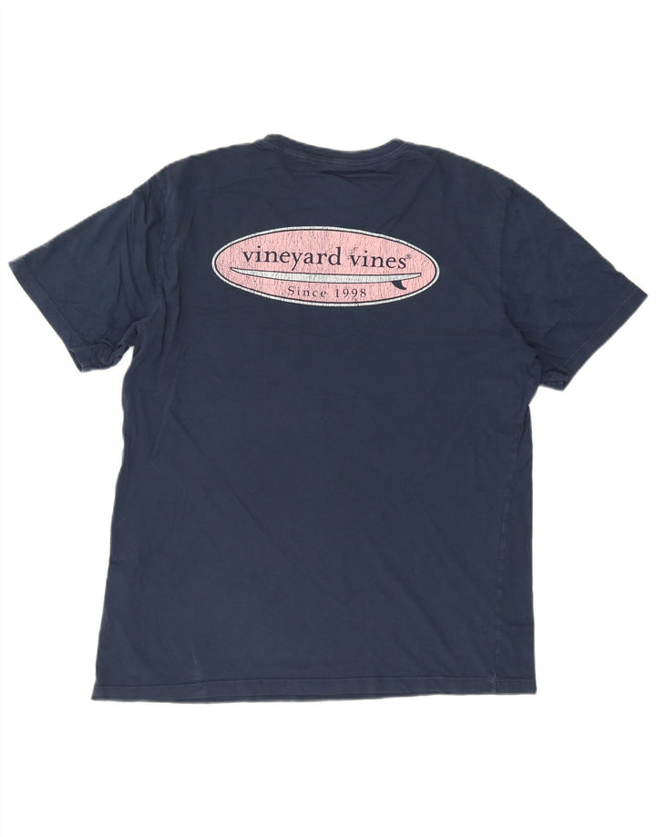 Camiseta gráfica masculina Vineyard Vines Top médio algodão azul marinho