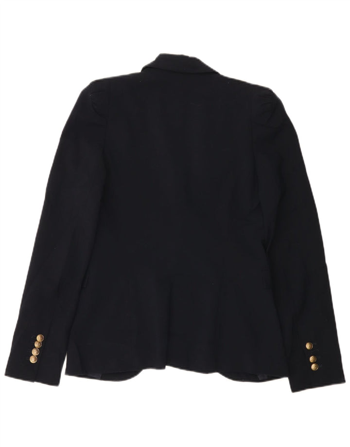 Jaqueta blazer feminina Zara com 1 botão UK 6 XS azul marinho poliéster