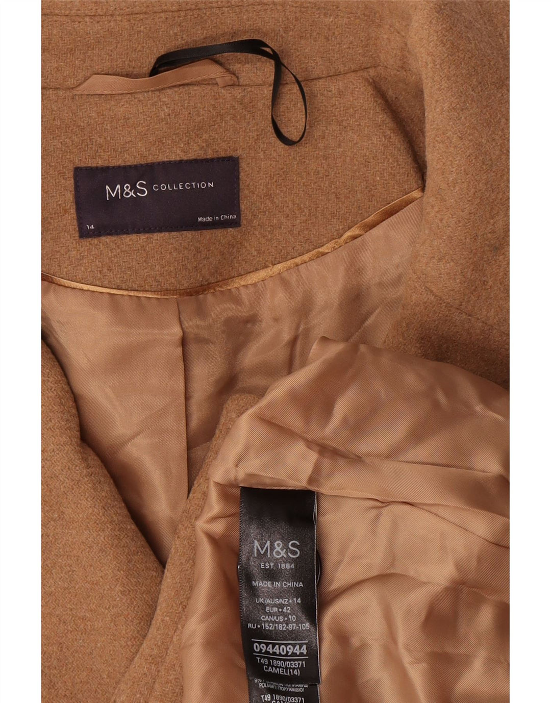 Casaco feminino oversized Pea da Marks & Spencer Reino Unido 14 grande lã bege