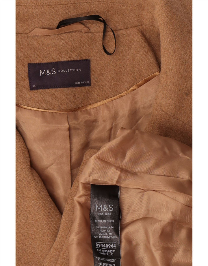Casaco feminino oversized Pea da Marks & Spencer Reino Unido 14 grande lã bege