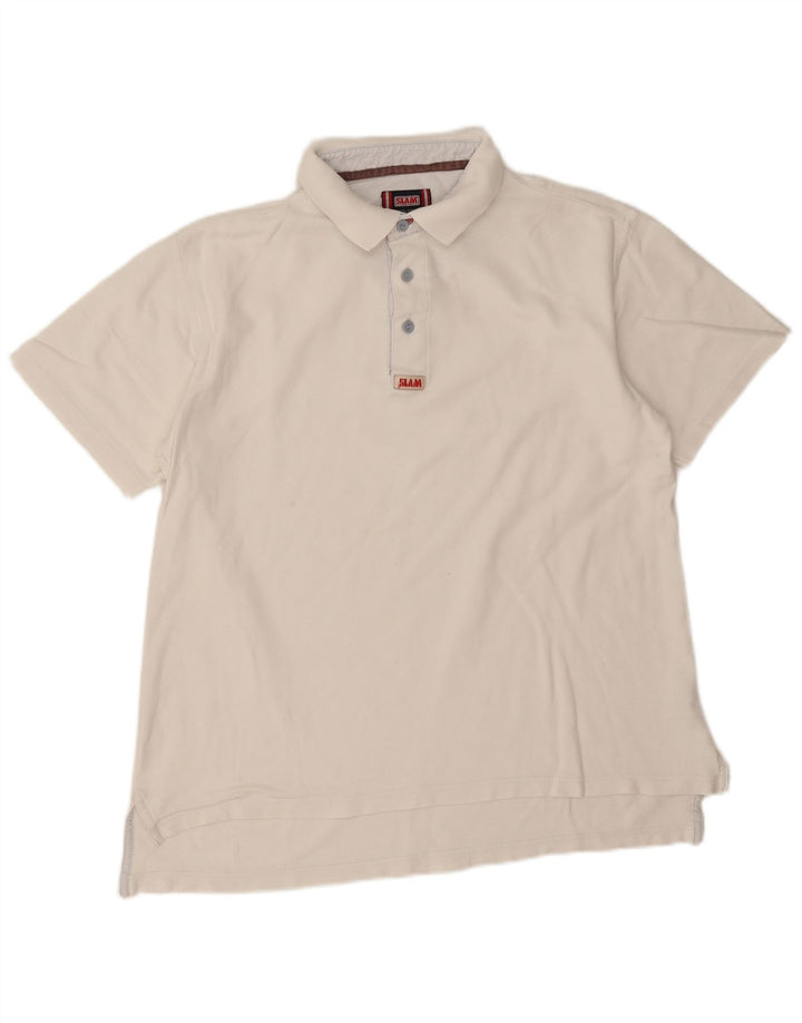 Camisa polo masculina Slam grande algodão branco