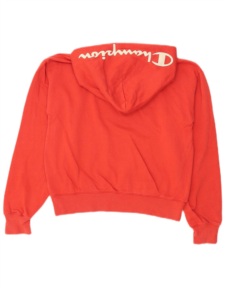 CHAMPION Suéter feminino com capuz e estampa gráfica Reino Unido 14 algodão vermelho médio