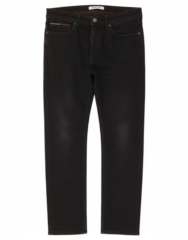 Jeans retos masculinos Tommy Hilfiger W34 L30 algodão preto