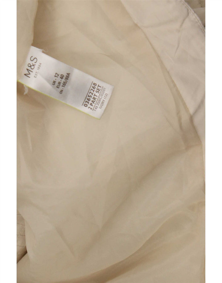 Jaqueta feminina acolchoada com capuz Marks & Spencer Reino Unido 12 poliéster branco médio