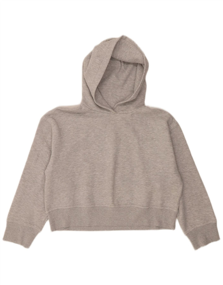 Zara Womens Crop Oversized Hoodie Jumper Reino Unido 14 Médio Cinza