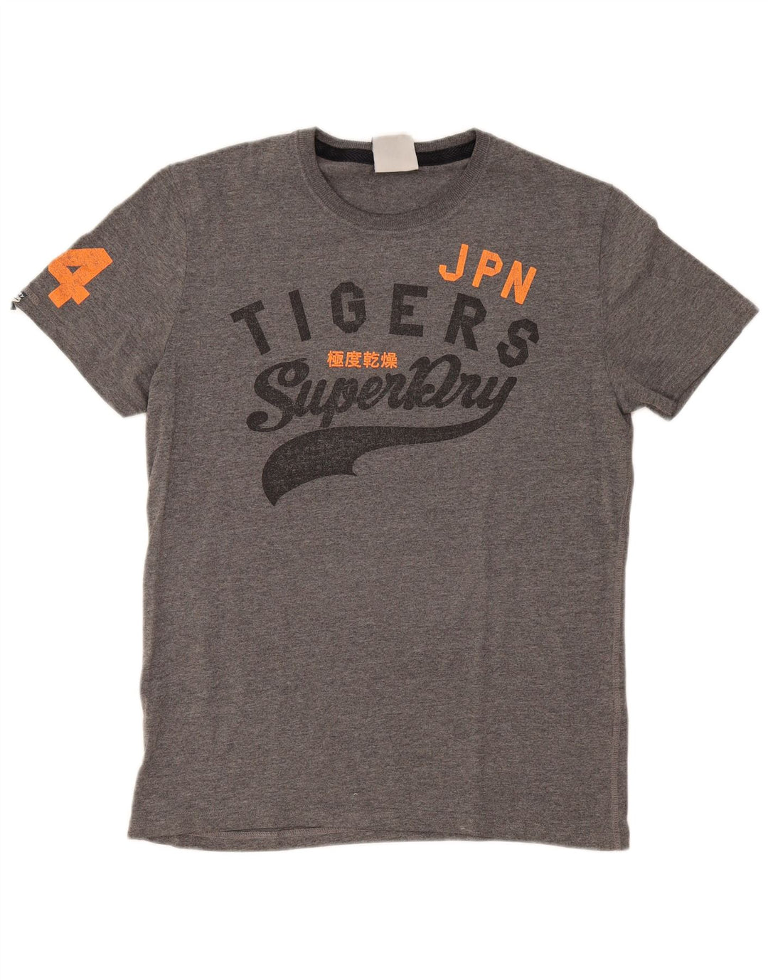 Camiseta gráfica masculina Superdry Top grande algodão cinza