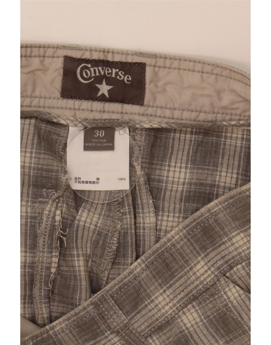 Converse Mens Cargo Shorts W30 Médio Cinza Xadrez