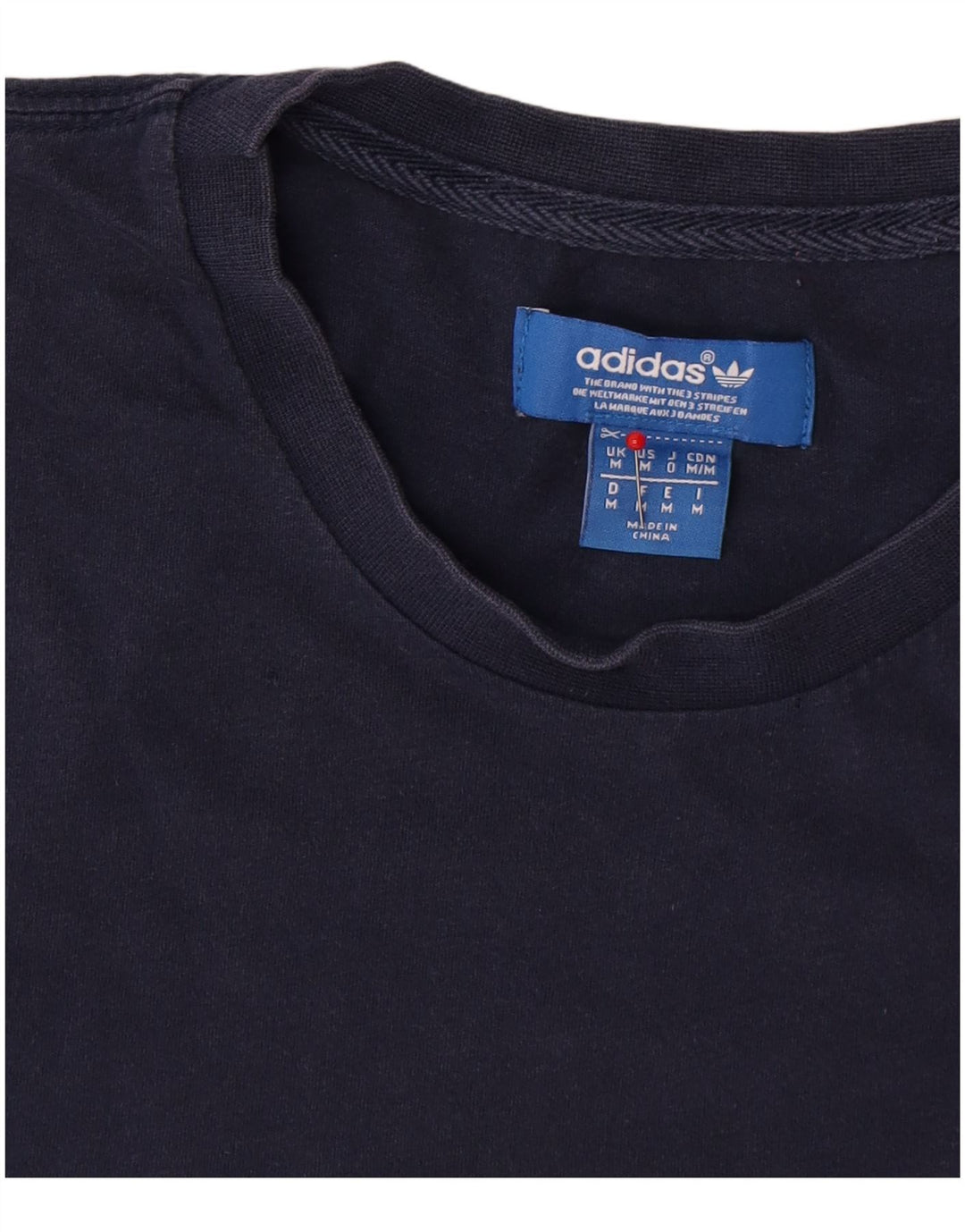 Adidas Camiseta Masculina Top Médio Azul Marinho Listrado Algodão