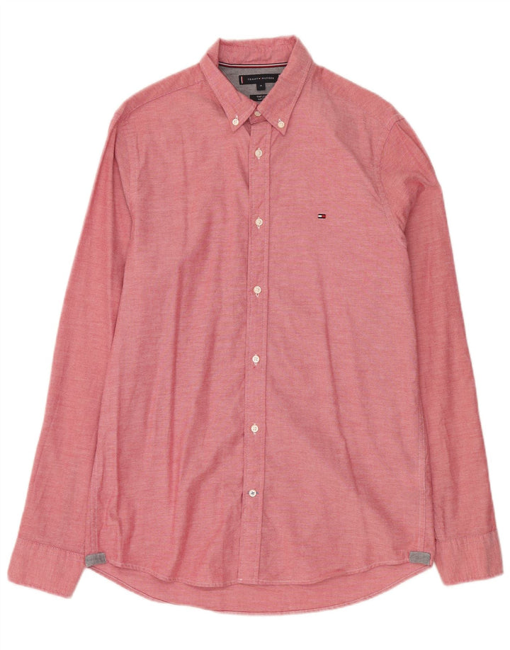 Camisa masculina Tommy Hilfiger Flex Slim Fit médio algodão rosa