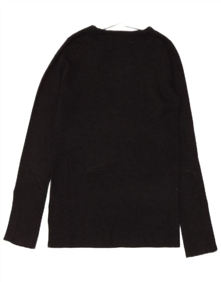 Suéter feminino ZARA com decote em V Reino Unido 12 médio preto rayon
