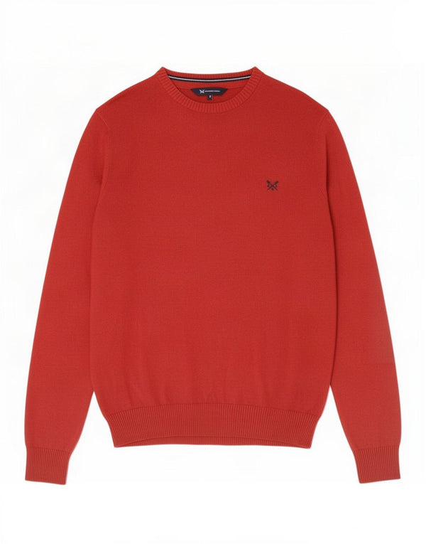 Crew Clothing Mens Boat Neck Jumper Sweater Pequeno Algodão Vermelho