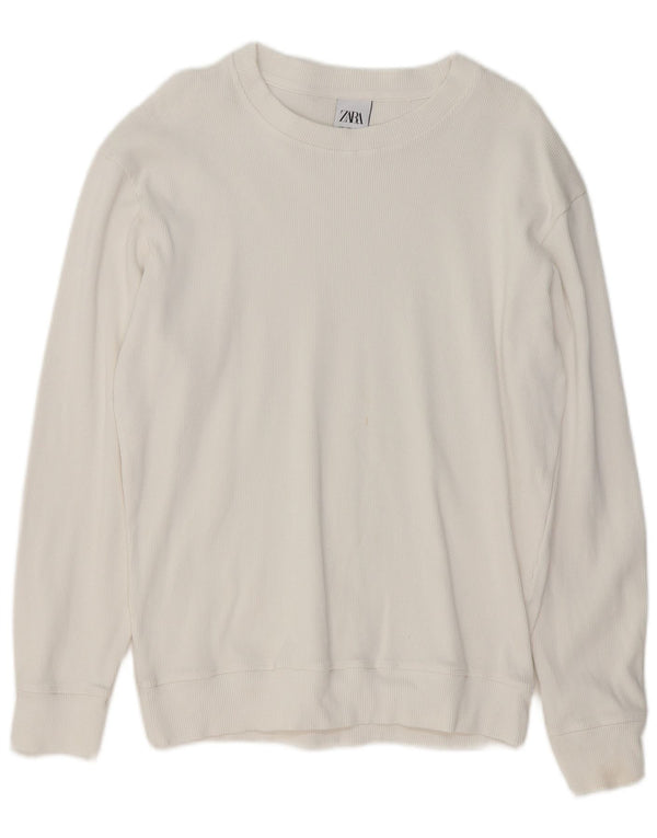 Zara Suéter masculino com gola canoa grande algodão branco