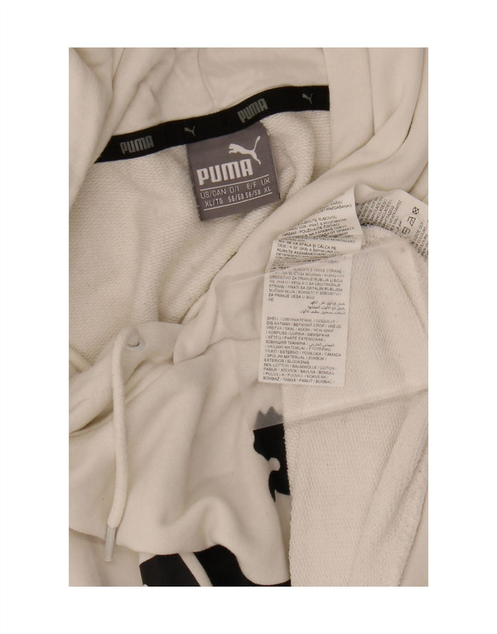 PUMA Mens Graphic Hoodie Jumper XL White Cotton Vintage Puma and Second-Hand Puma from Messina Hembry 