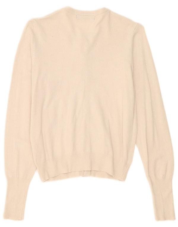 Suéter cardigã feminino Marks & Spencer UK 8 pequeno off white viscose