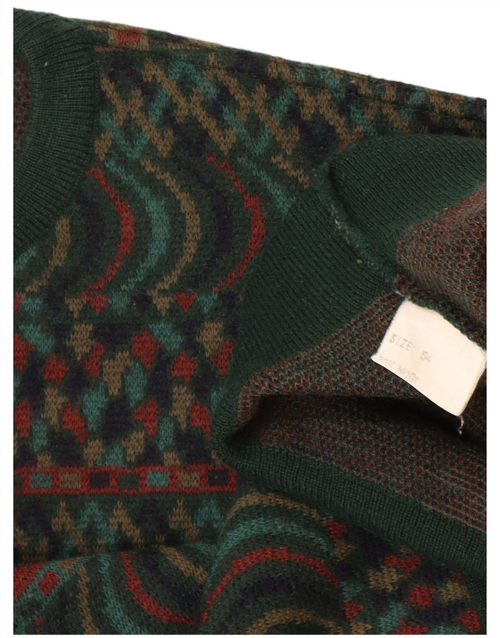Suéter masculino VINTAGE com gola redonda IT 54 XL verde Fair Isle Wool