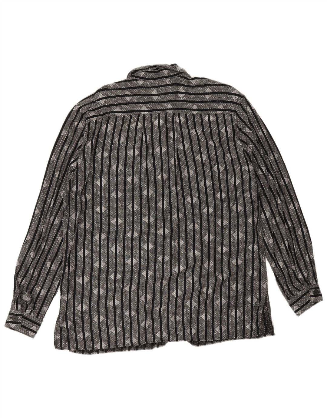 Camisa feminina vintage UK 16 listrada preta grande