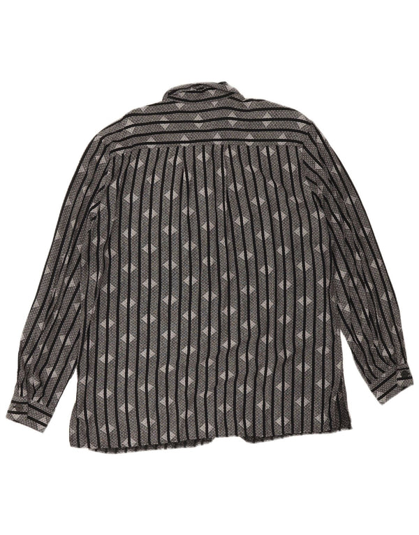 Camisa feminina vintage UK 16 listrada preta grande