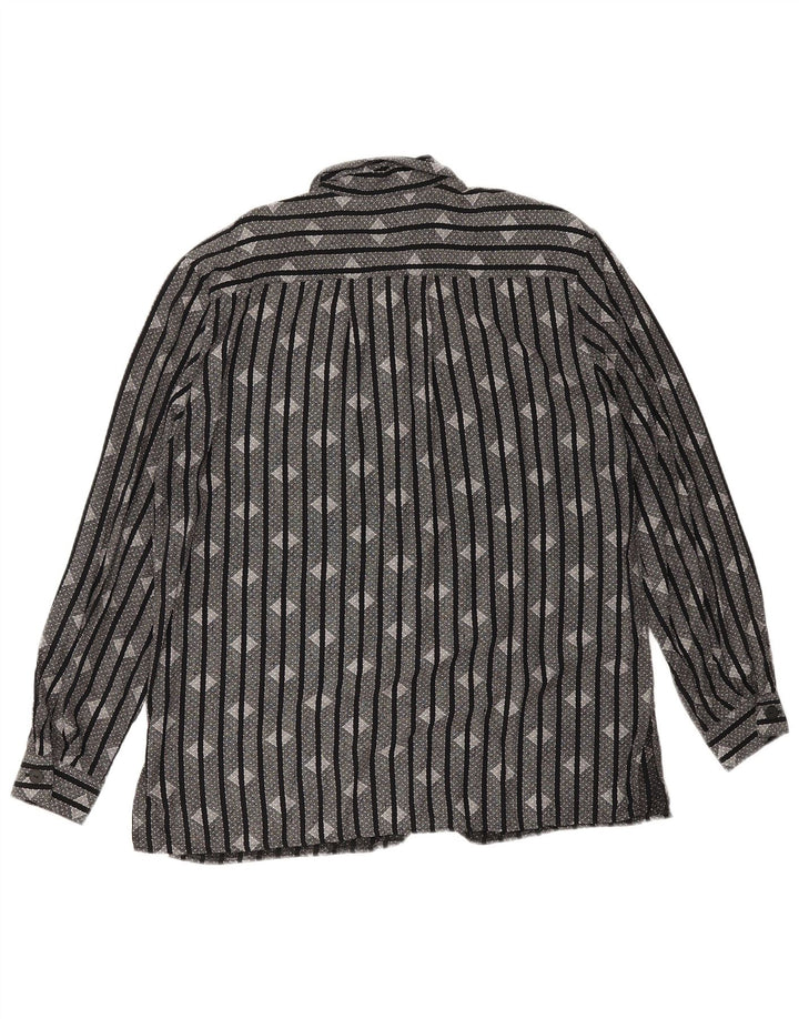 Camisa feminina vintage UK 16 listrada preta grande