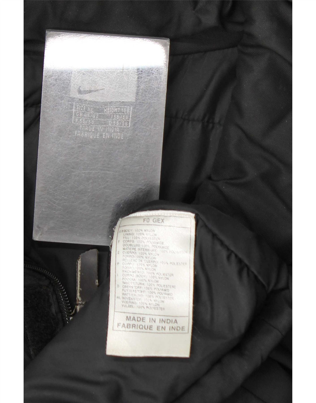 Jaqueta corta-vento masculina Nike UK 45/47 XL preto nylon
