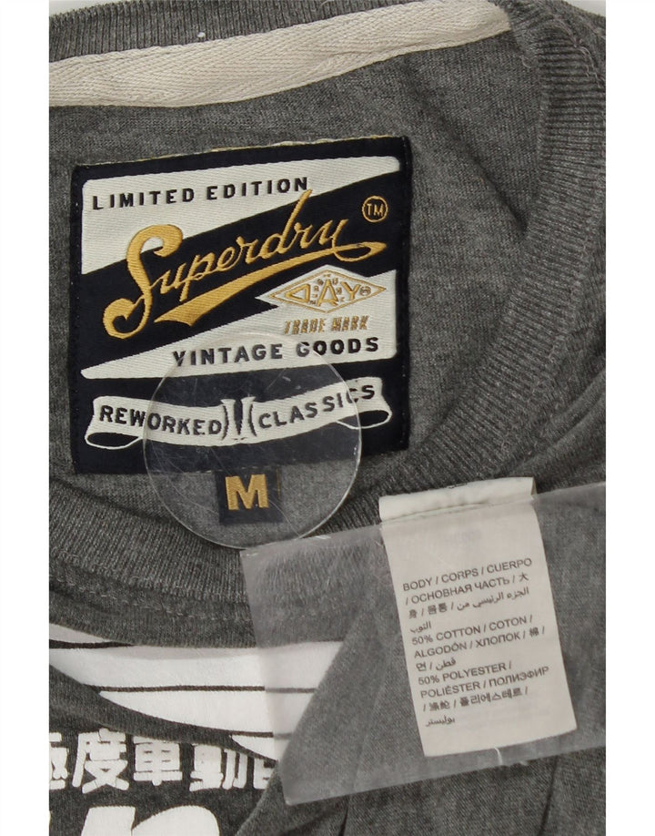 Camiseta masculina SUPERDRY com estampa gráfica cinza médio algodão