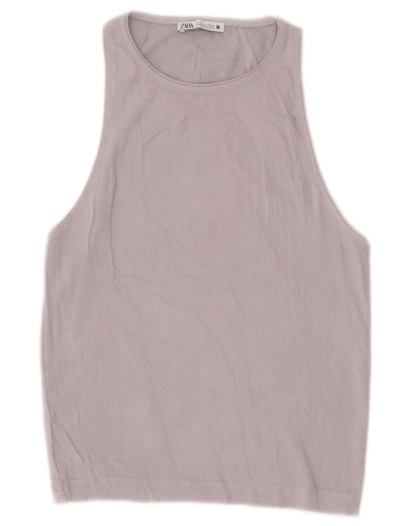 Top colete feminino Zara UK 12 cinza médio