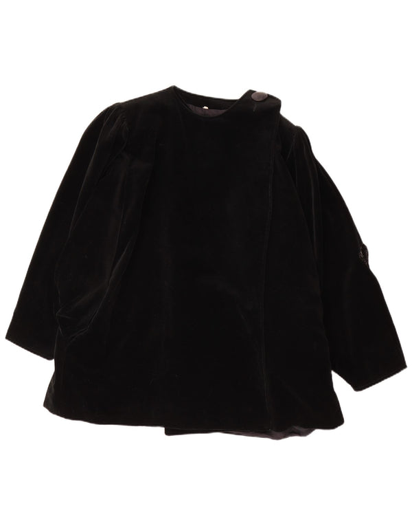 Sobretudo de veludo feminino vintage EU 42 grande algodão preto
