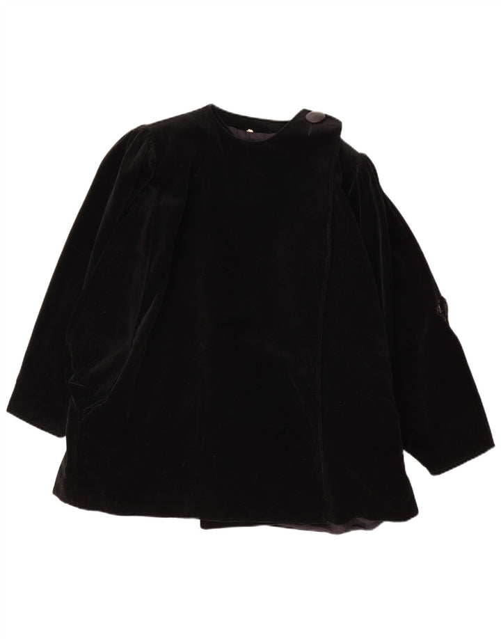 Sobretudo de veludo feminino vintage EU 42 grande algodão preto